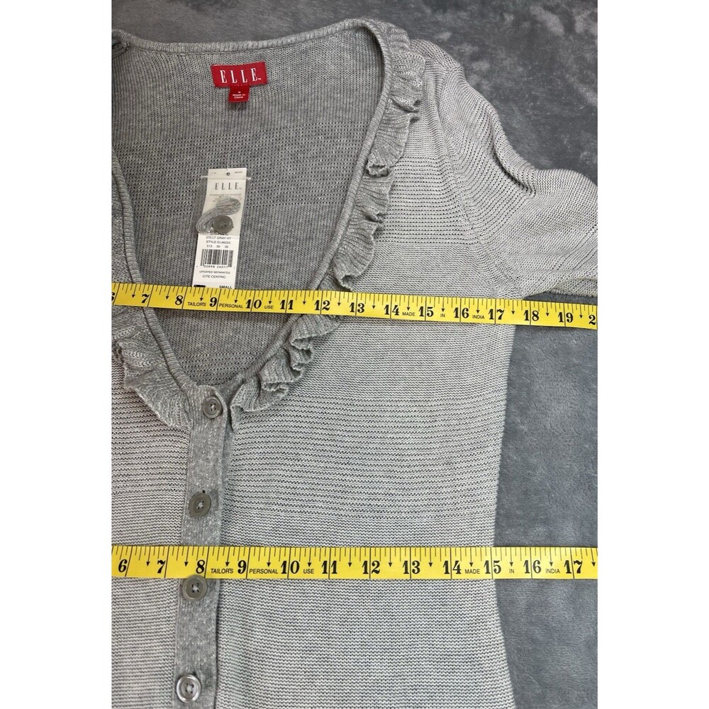 Elle NWT womens long tail button gray lightweight cardigan Small - Picture 6 of 8